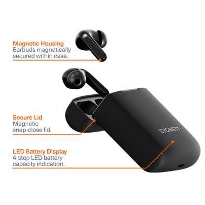 Cygnett FreePlay Solar Charging True Wireless Earbuds -Black(CY4969SOEAR) -Bluetooth 5.3 TWS,5 ho... - Image 3