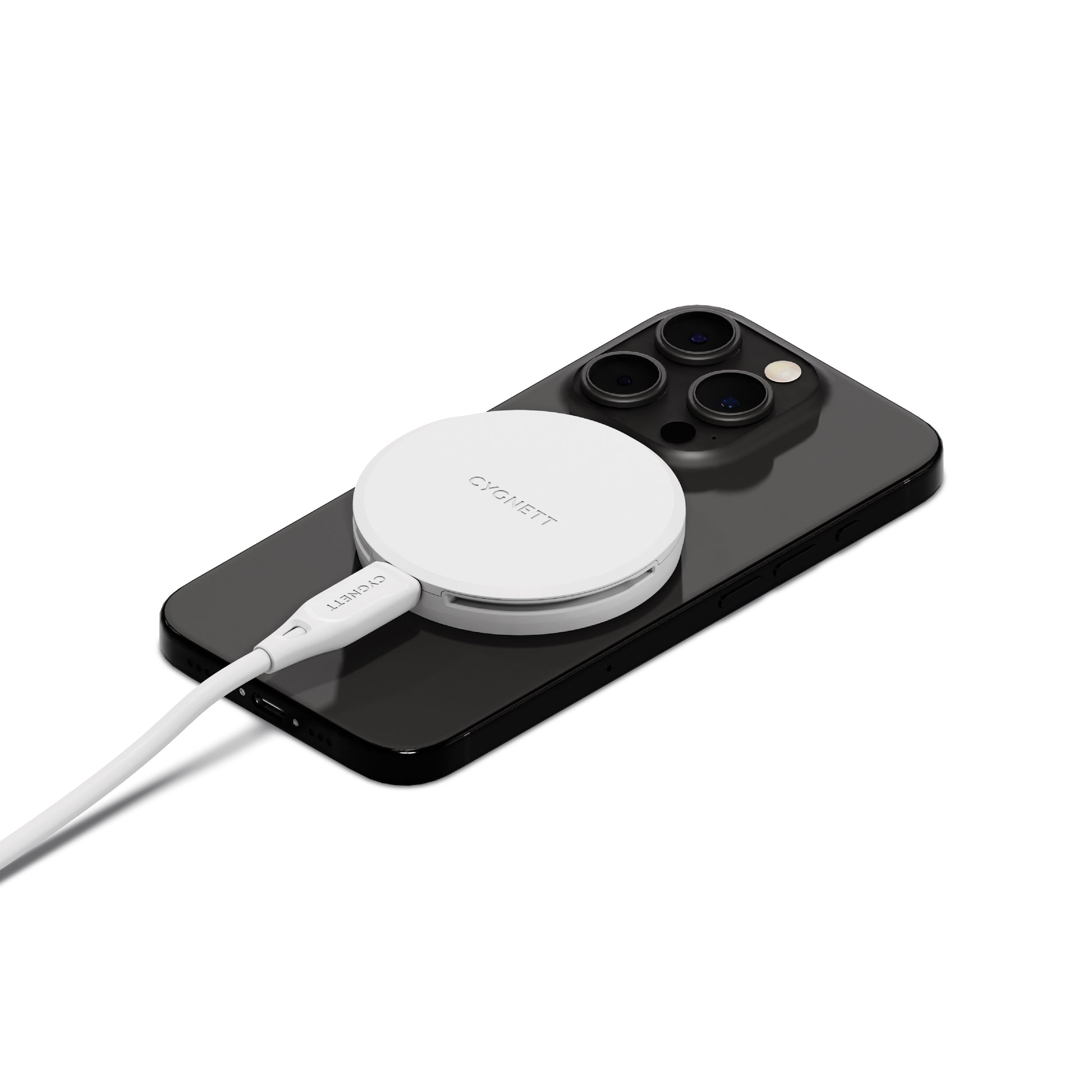 Cygnett ChargePuck Qi2 15W Fast Wireless Charger -White(CY5062CCRGP),Compact  Lightweight, 1.2M U...