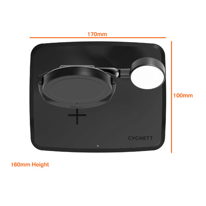 Cygnett ChargeBase Qi2 3-in-1 Magnetic 15W Wireless Charger-Black(CY5069BUNCP),1.2M USB-C Cable,5... - Image 4