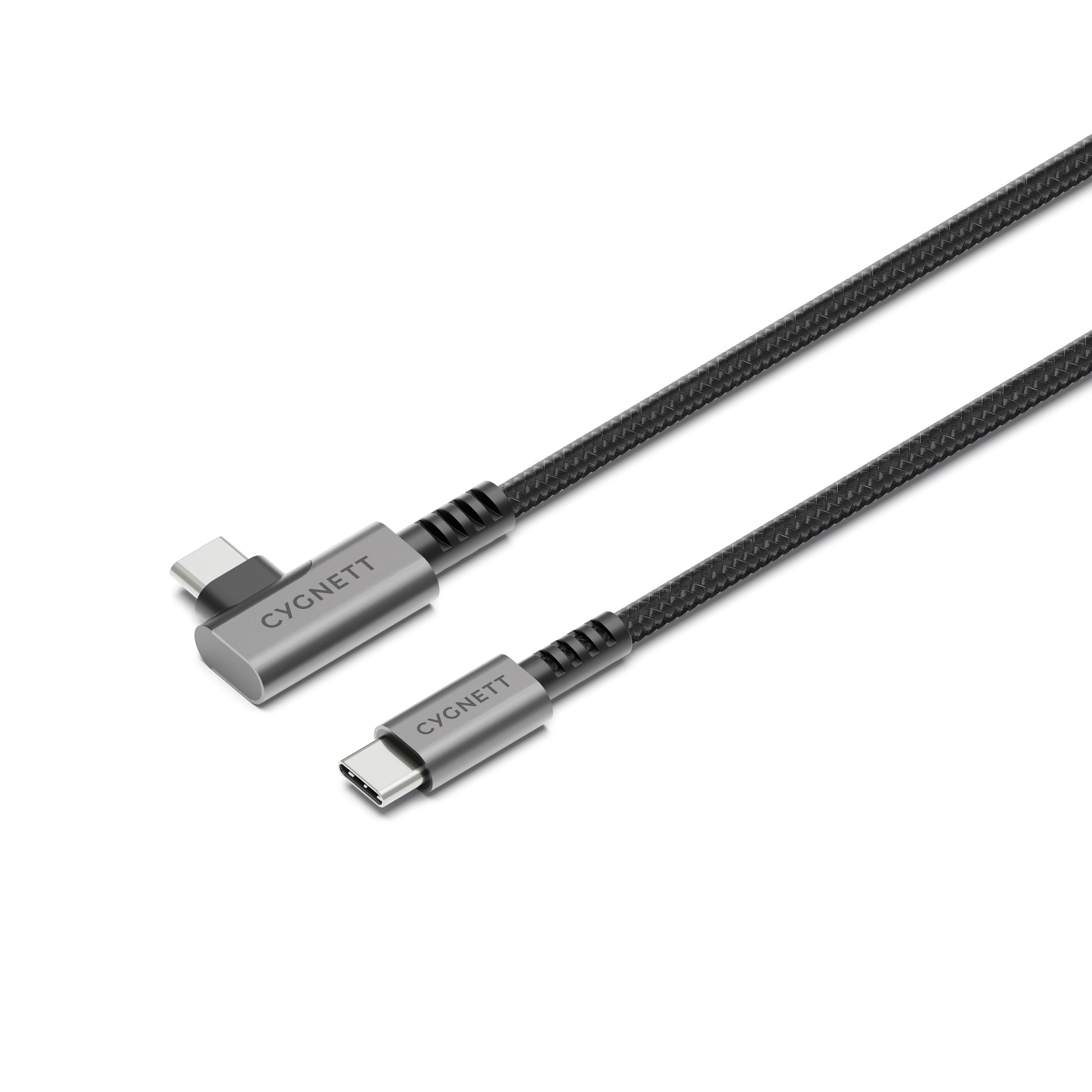 Cygnett Unite Right-Angle USB-C to USB-C (3.1) Cable (1M) - Black (CY5104PCTYC), 240W, Double Bra...