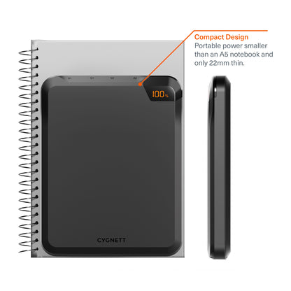 Cygnett ChargeUp VertPWR 25K mAh Laptop Power Bank + USB-C Cable (40CM) + Stand - Obsidian (CY512... - Image 2
