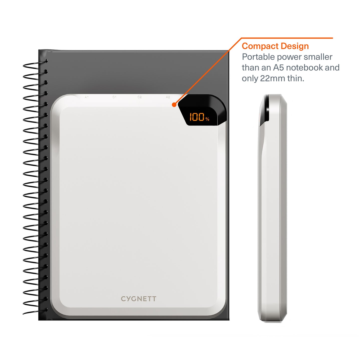 Cygnett ChargeUp VertPWR 25K mAh Laptop Power Bank + USB-C Cable (40CM) + Stand - Champagne (CY51... - Image 2