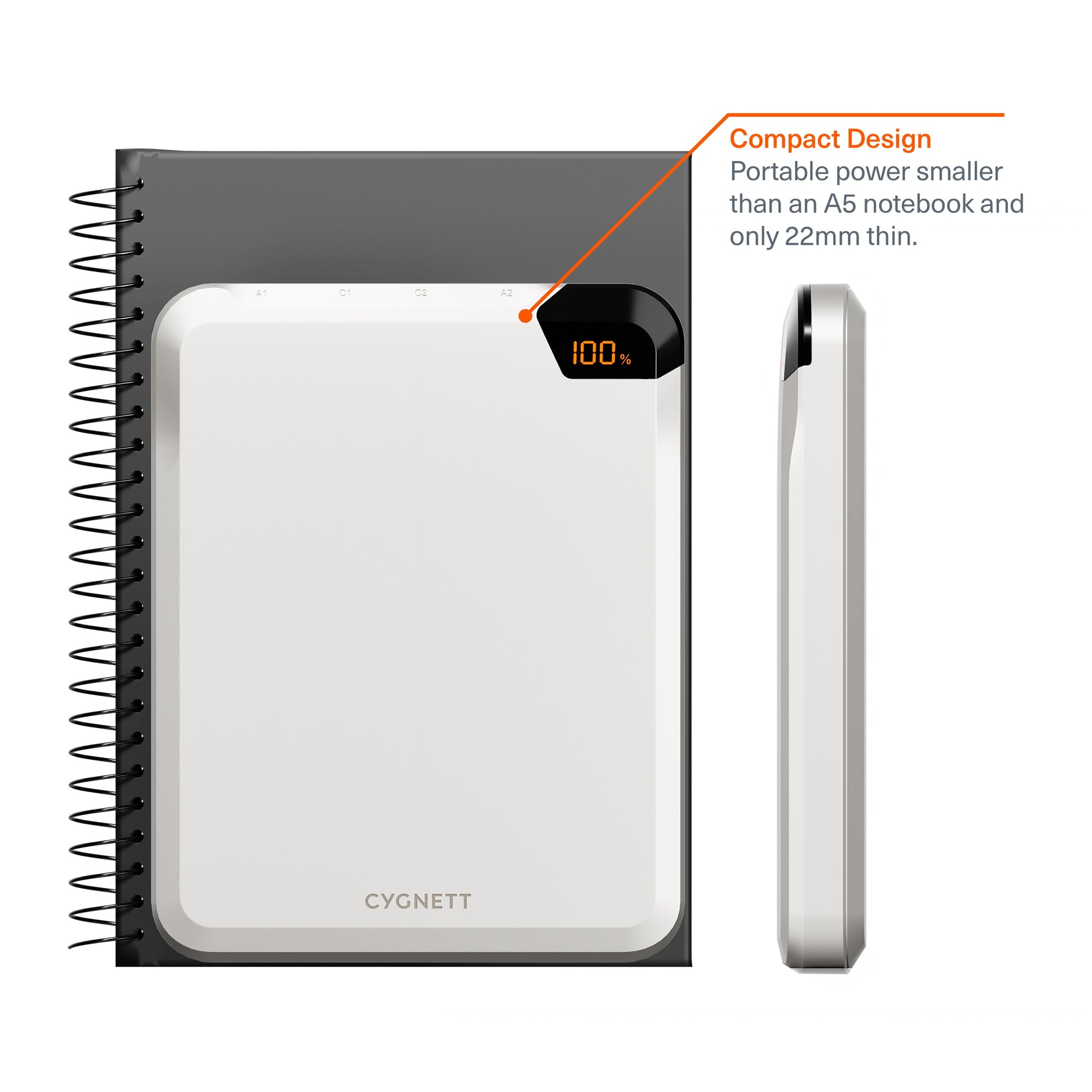 Cygnett ChargeUp VertPWR 25K mAh Laptop Power Bank + USB-C Cable (40CM) + Stand - Champagne (CY51... - Image 2