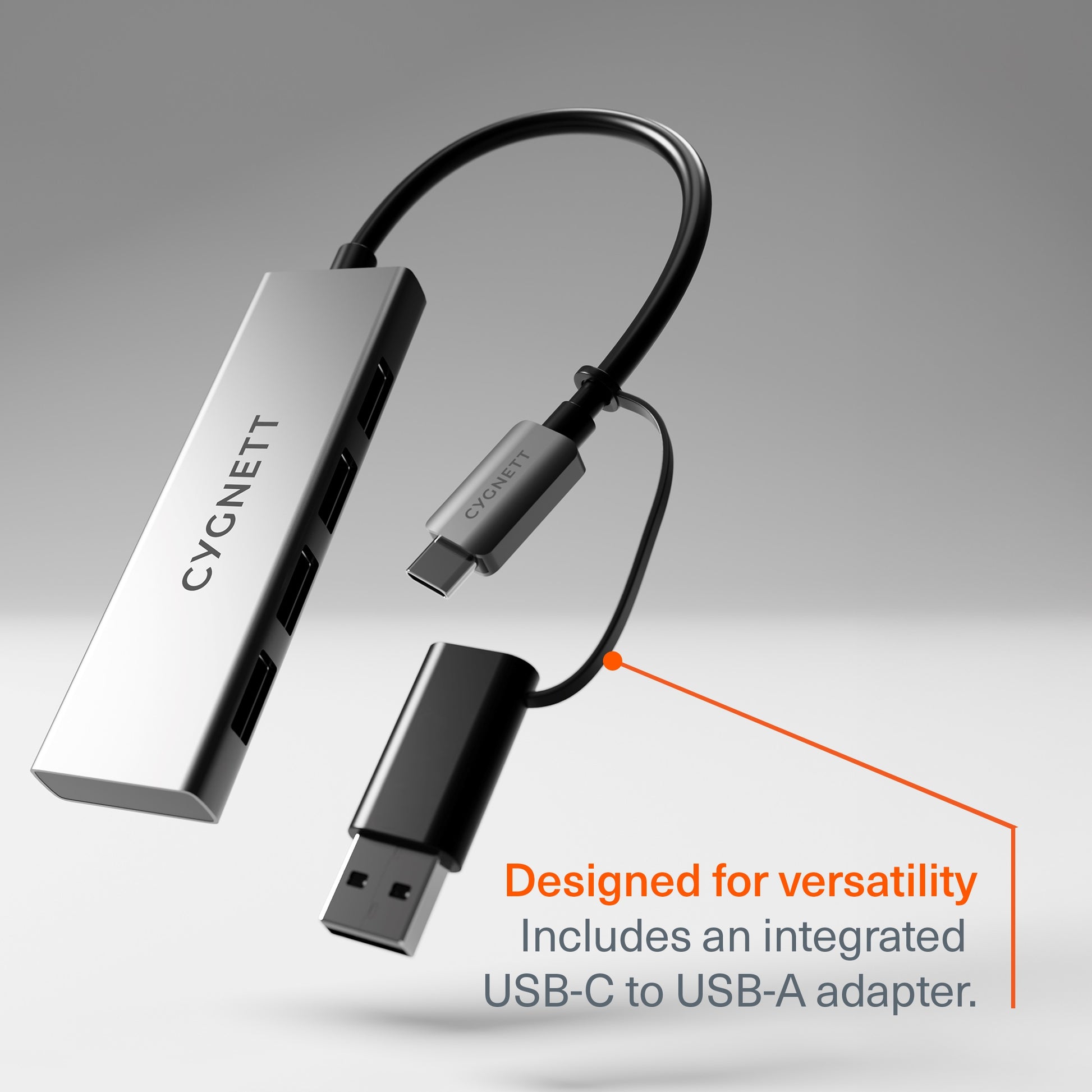 Cygnett Unite 4-in-1 USB-C to USB-A Hub- White(CY5388CYHUB),4x USB-A,10GBps Transfer,Aluminium ou... - Image 3