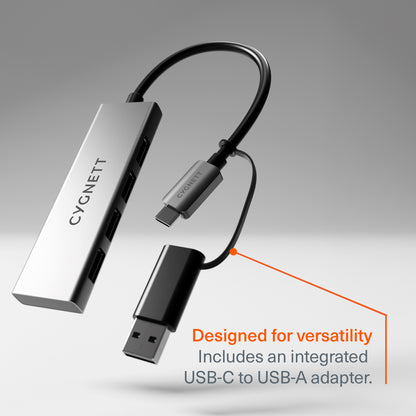 Cygnett Unite 4-in-1 USB-C to USB-A Hub- White(CY5388CYHUB),4x USB-A,10GBps Transfer,Aluminium ou... - Image 3