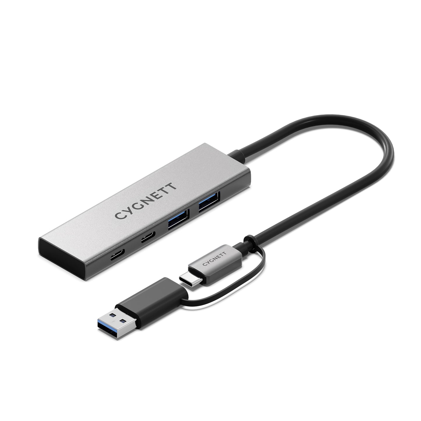 Cygnett Unite 4-in-1 USB-C to USB-C  USB-A Hub - White (CY5389CYHUB),2x USB-C, 2x USB-A, 10Gbps T...