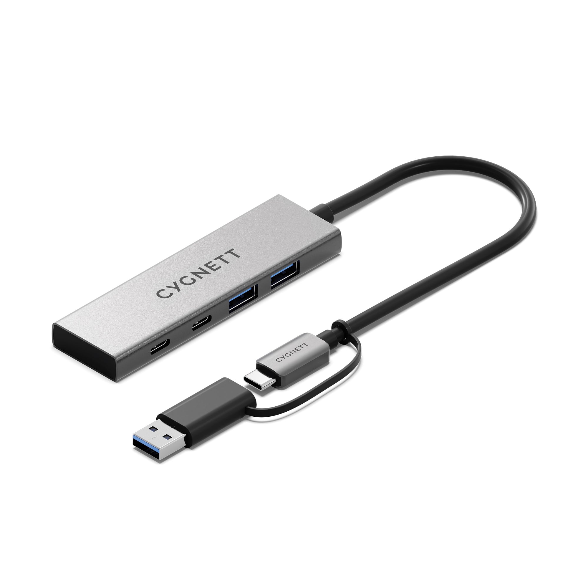 Cygnett Unite 4-in-1 USB-C to USB-C  USB-A Hub - White (CY5389CYHUB),2x USB-C, 2x USB-A, 10Gbps T...
