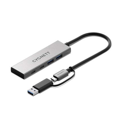 Cygnett Unite 4-in-1 USB-C to USB-C  USB-A Hub - White (CY5389CYHUB),2x USB-C, 2x USB-A, 10Gbps T...