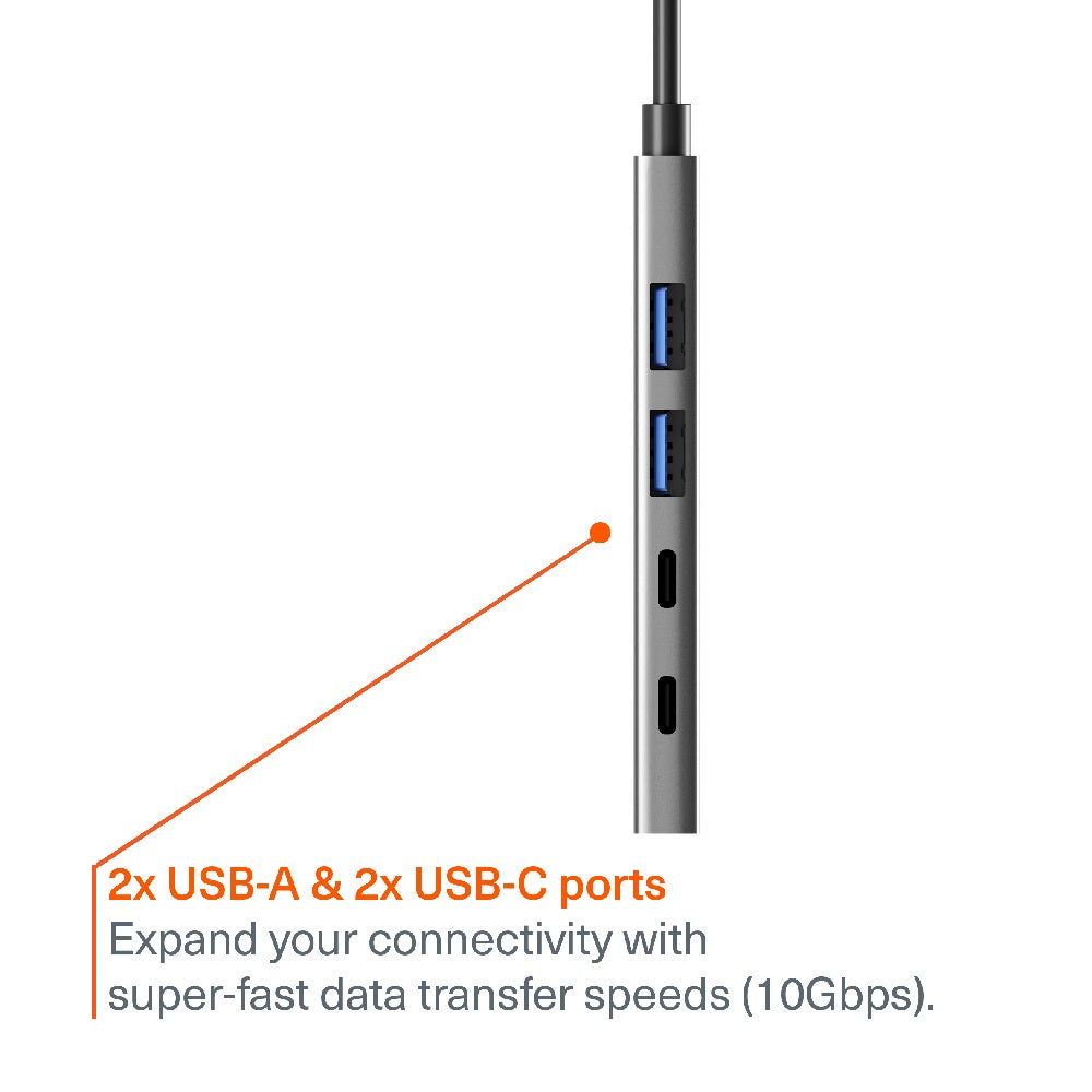 Cygnett Unite 4-in-1 USB-C to USB-C  USB-A Hub - White (CY5389CYHUB),2x USB-C, 2x USB-A, 10Gbps T... - Image 2