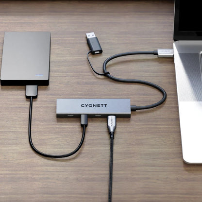 Cygnett Unite 4-in-1 USB-C to USB-C  USB-A Hub - White (CY5389CYHUB),2x USB-C, 2x USB-A, 10Gbps T... - Image 3
