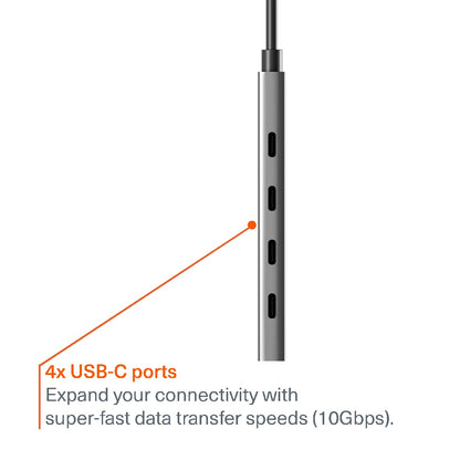 Cygnett Unite 4-in-1 USB-C to USB-C Hub- White(CY5390CYHUB)4x USB-C Ports,10Gbps Transfer,Alumini... - Image 2