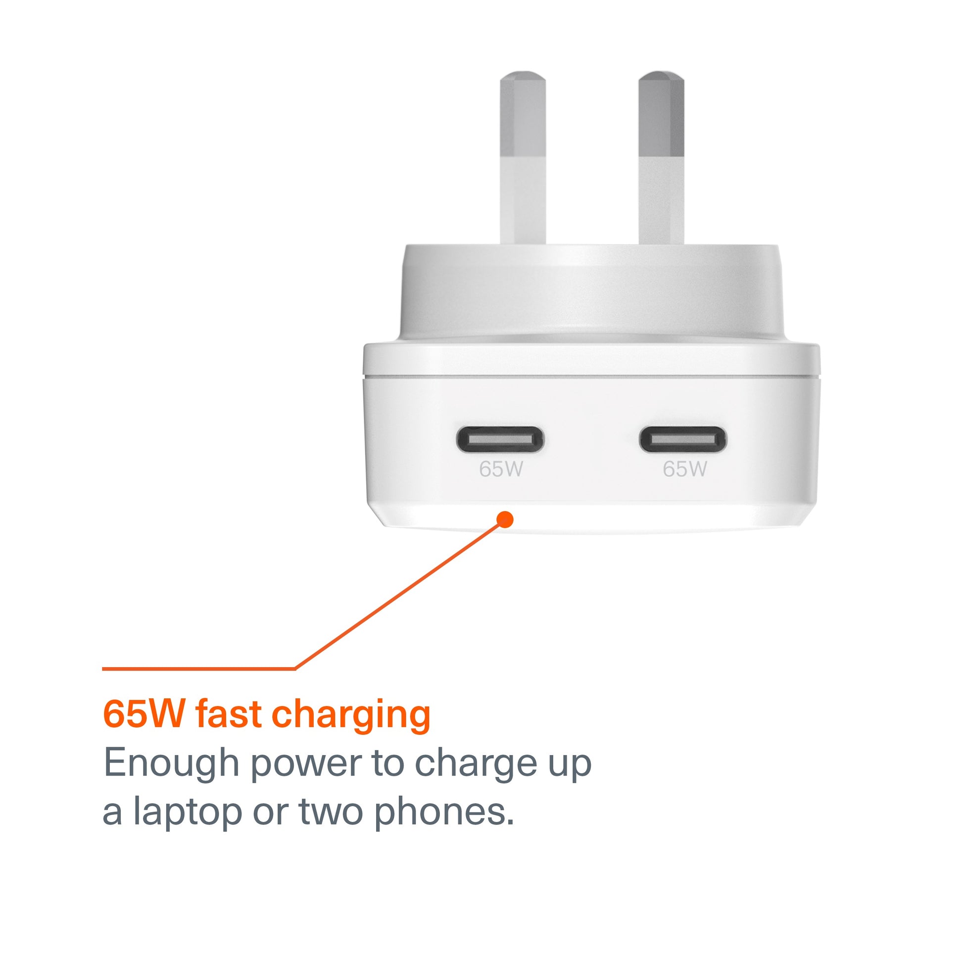 Cygnett ChargePlus 65W Dual Port GaN Slim Wall Charger - White (CY5488PDWCH), 2x USB-C, Portable... - Image 2