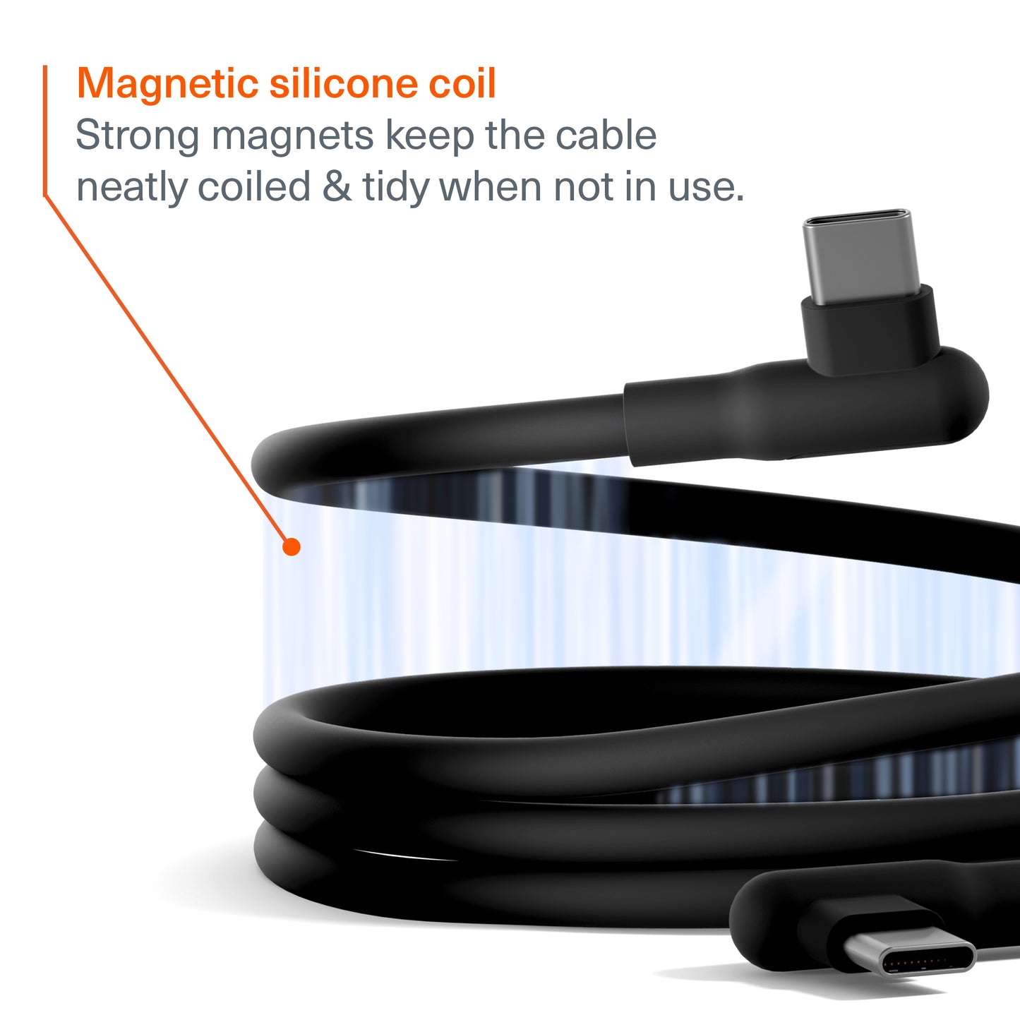 Cygnett DriveSync Right Angled Magnetic Silicone USB-C to USB-C Cable (0.7M) - (CY5666CCACB), 3A/... - Image 3