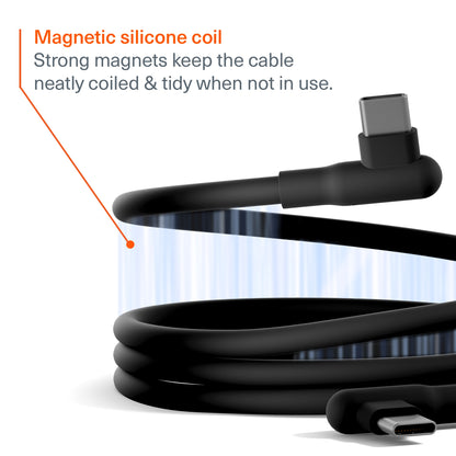 Cygnett DriveSync Right Angled Magnetic Silicone USB-C to USB-C Cable (0.7M) - (CY5666CCACB), 3A/... - Image 3
