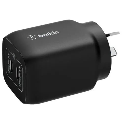 Belkin Dual USB-C 65W (45W + 20W) Wall Charger - Black (ENA007auBK), Compact, Travel-Friendly, Id... - Image 2
