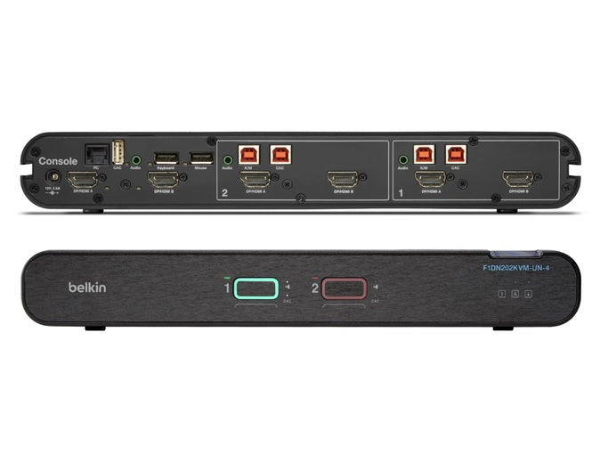 Belkin Universal 2nd Gen Secure KVM Switch, 2-Port Dual Head w/CAC - Belkin (F1DN202KVM-UN-4) - K...