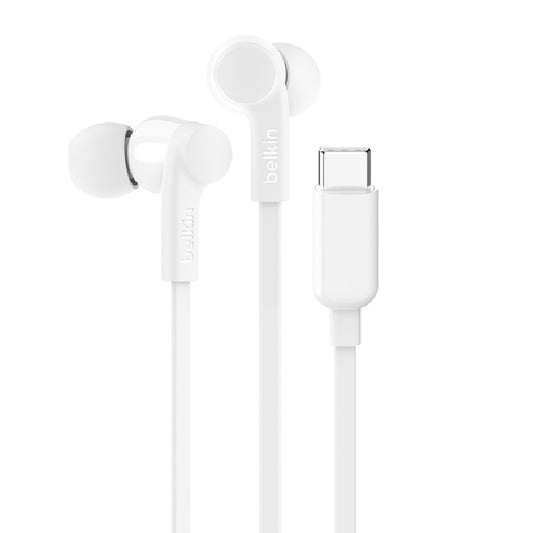Belkin SoundForm USB-C Wired Earbuds - White (G3H0002FQWHV2), Adjustable Volume Limiter, IPX5-Rat...