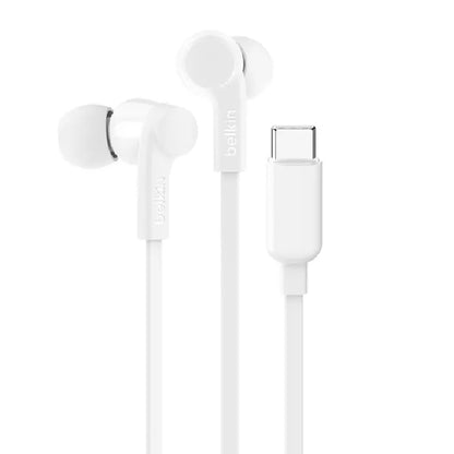 Belkin SoundForm USB-C Wired Earbuds With Adjustable Volume Limiter -White(G3H0002fqPKV2),IPX5-Ra...