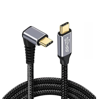USP Braided USB-C to USB-C Right Angle Cable (1M) - Black,  100W Power, Support 10Gbps Data Speed...