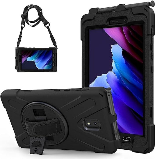 USP Rugged Samsung Galaxy Tab Active5 / Tab Active3 (8') Case Black - Built-in-Kickstand, Adjusta...