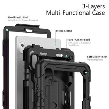 USP Rugged Lenovo Tab M9 (9') Case + Screen Protector Black - Built-in-Kickstand, Adjustable Hand... - Image 3