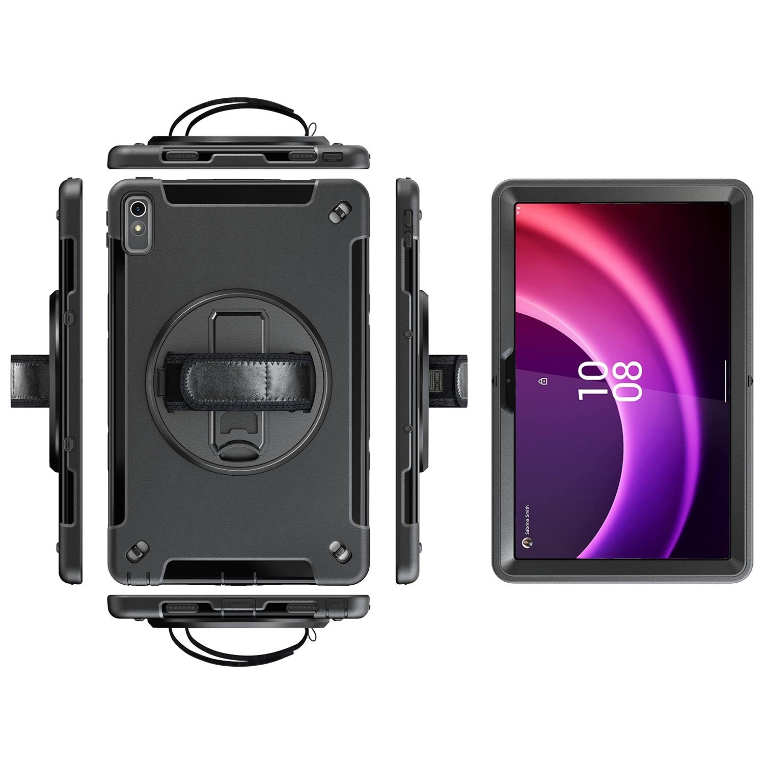 USP Rugged Lenovo Tab P11 (11') (2nd Gen) Case + Screen Protector Black - Built-in-Kickstand,Adju...