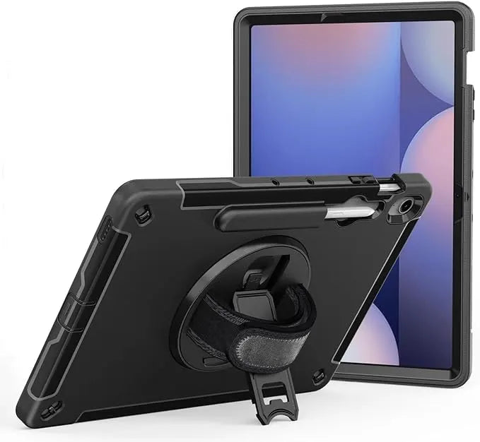 USP Rugged Samsung Galaxy Tab S10 FE+ (13.1') Case Black -  Built-in-Kickstand, Hand  Shoulder St...