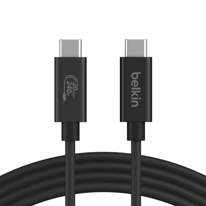 Belkin Connect USB4 USB-C to USB-C Cable (2M) - Black (INZ004BT2MBK), 5A/240W, 20Gbps,4K@60Hz, Th...