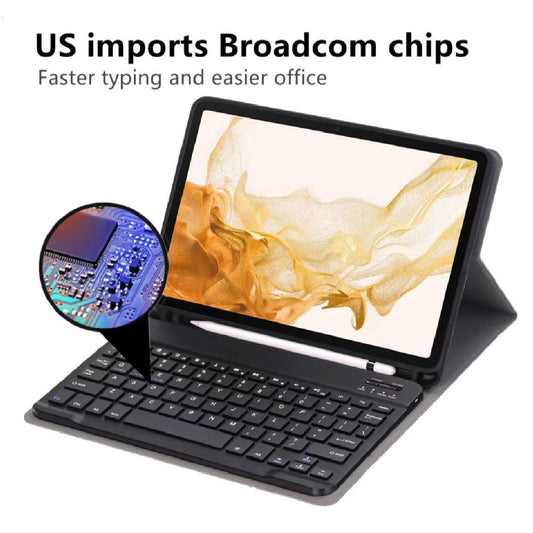 USP Samsung Galaxy Tab A9+ (11') Keyboard With Case Black - 3.0 ABS, Magnetic, PU Leather Covering, Front  Rear Facing Camera Holes