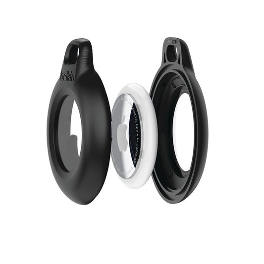 Belkin Waterproof Secure Holder with Key Ring for AirTag (Pack of 2) - Black (MSC014btBK), Advanc...