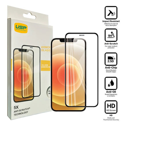USP Apple iPhone 12 Pro / iPhone 12 (6.1') Armor Glass Full Cover Screen Protector - Impact-Resis...
