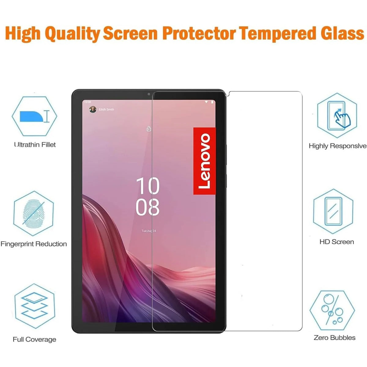 USP Lenovo Tab One (8.7') Premium Tempered Glass Screen Protector - 9H Surface Hardness, Scratch... - Image 2