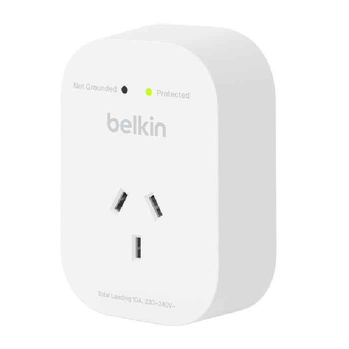Belkin SurgePro 1-Outlet Surge Protection - White (SRA010AU), 1800 Joules Protection, RCM Safety...