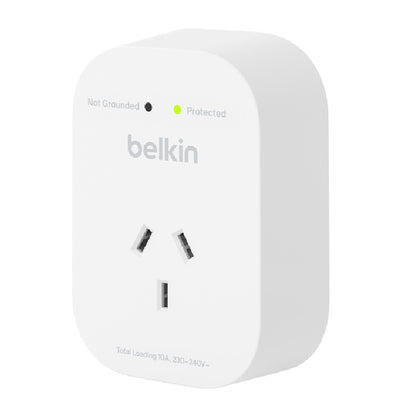Belkin SurgePro 1-Outlet Surge Protection - White (SRA010AU), 1800 Joules Protection, RCM Safety...