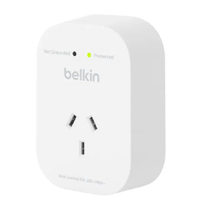 Belkin SurgePro 1-Outlet Surge Protector - White (SRA010AU),1800 Joules, Belkin 6-Point Safety Sy...