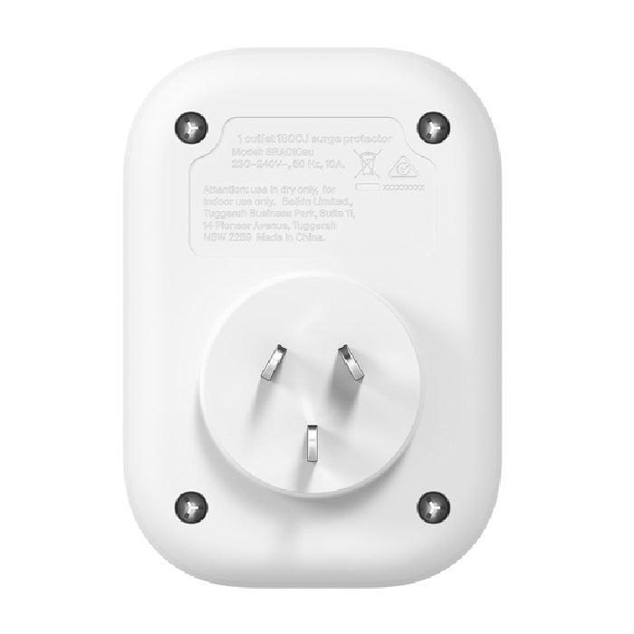Belkin SurgePro 1-Outlet Surge Protection - White (SRA010AU), 1800 Joules Protection, RCM Safety... - Image 2