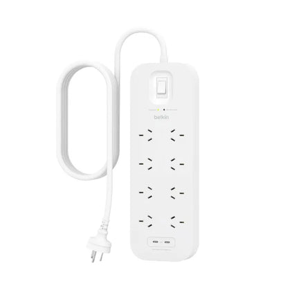Belkin Surge Pro 8-Outlet Surge Protector With Dual USB-C Ports (SRB004AU2M) - Heavy Duty 2M Powe...