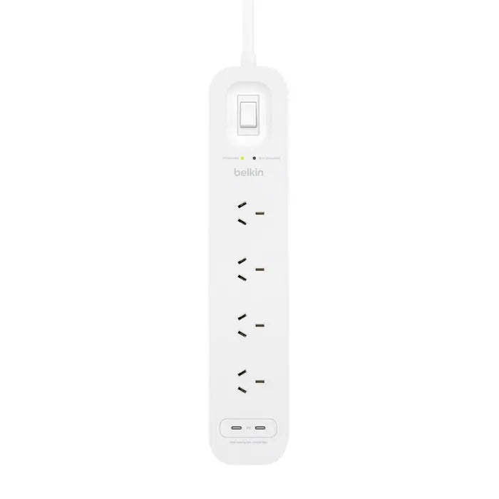 Belkin SurgePlus 4-Outlet Surge Protector With Dual USB-C Port(30W) -White(SRB005AU2M),Heavy Duty... - Image 3