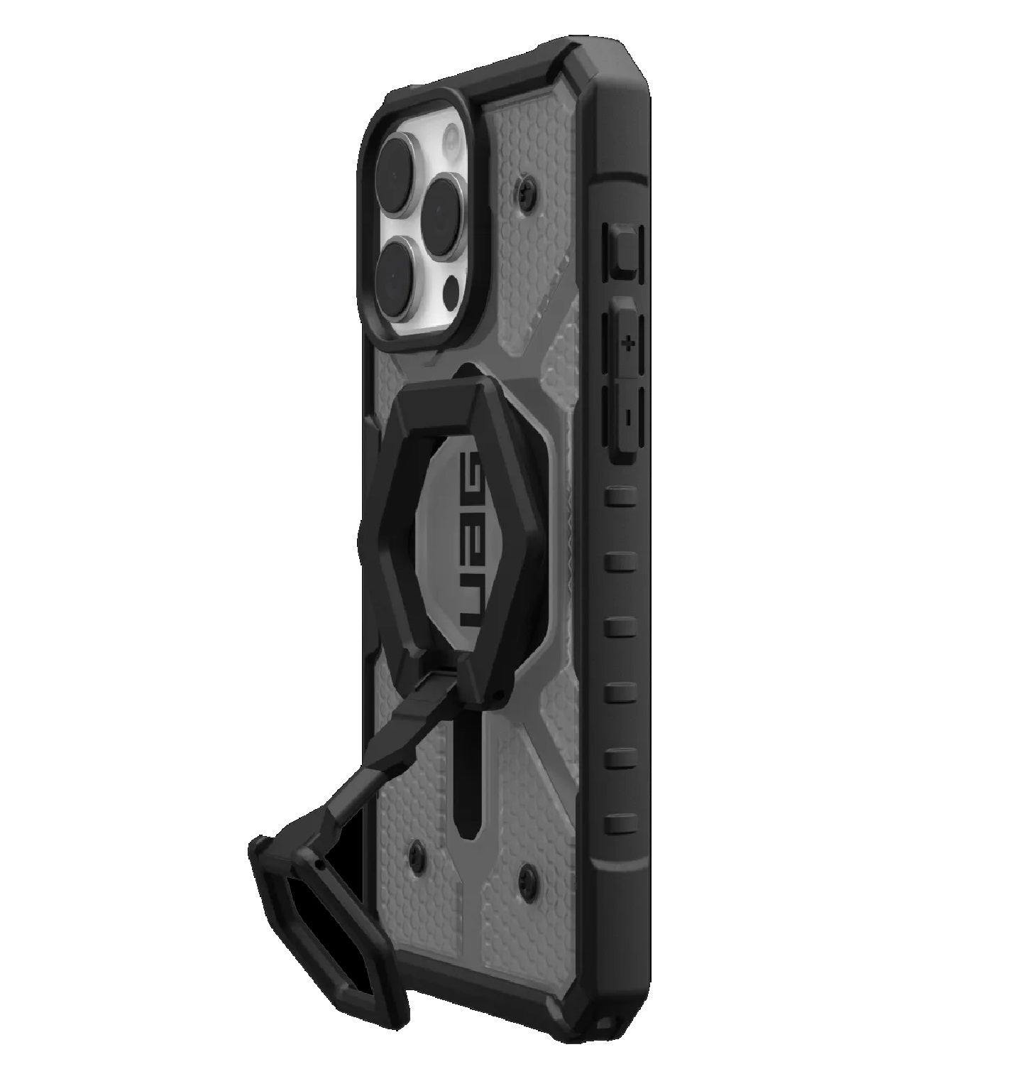 UAG Pathfinder Clear MagSafe Apple iPhone 16 Pro Max (6.9') Rugged Case + Black Ring Stand- Ash(1144651BV02), 10 Years Warranty