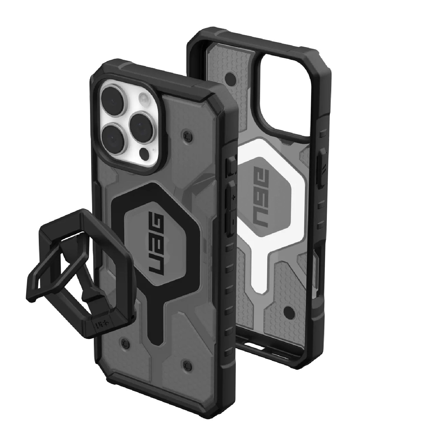 UAG Pathfinder Clear MagSafe Apple iPhone 16 Pro Max (6.9') Rugged Case + Black Ring Stand- Ash(1144651BV02), 10 Years Warranty
