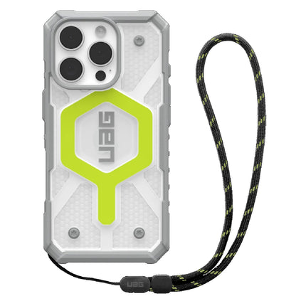 UAG Pathfinder Clear MagSafe Apple iPhone 16 Pro (6.3') Rugged Case + Black Neon Lanyard - Active...