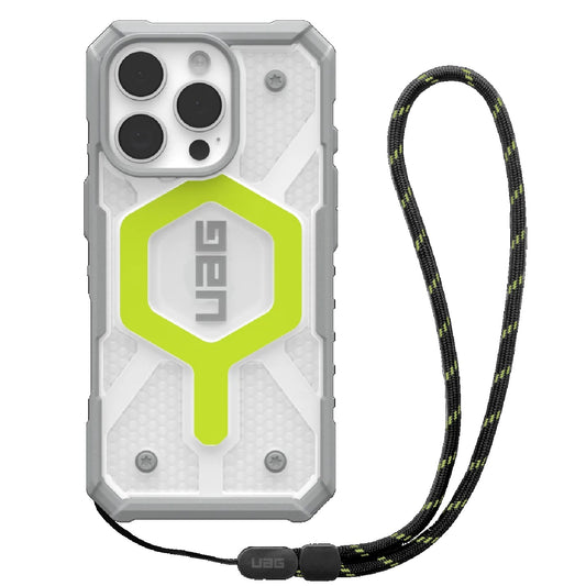 UAG Pathfinder Clear MagSafe Apple iPhone 16 Pro (6.3') Rugged Case + Black Neon Lanyard - Active...