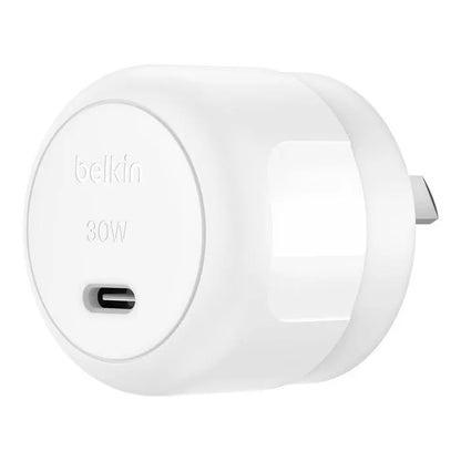 Belkin BoostCharge Compact 30W USB-C (PD 3.1) Wall Charger + USB-C to Lightning Cable - White (WC... - Image 2