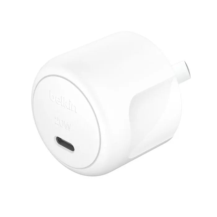 Belkin BoostCharge Compact 20W USB-C (PD 3.1) Wall Charger - White (WCA009auW), Compact  Travel-R...