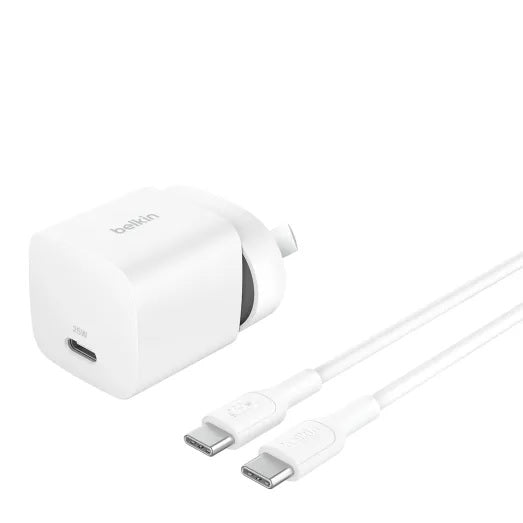 Belkin BoostCharge Compact 25W USB-C (PD 3.1) Cubic Wall Charger - White (WCA012auWH), Best for i...