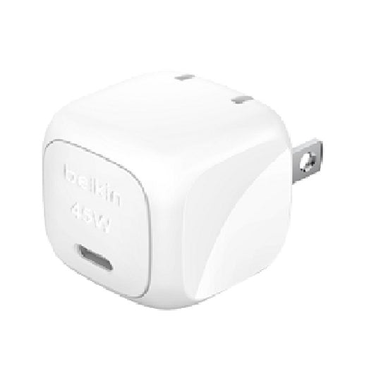 Belkin BoostCharge Compact 45W USB-C PD 3.1 Wall Charger + USB-C to USB-C Cable 60W (1M) - White...