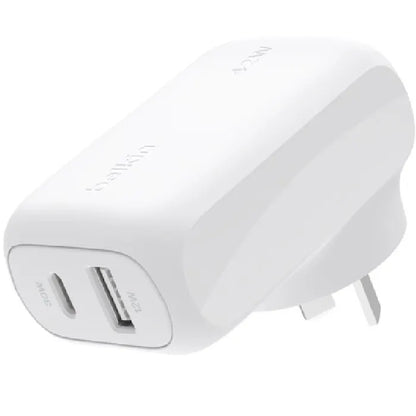 Belkin BoostCharge Dual Wall Charger 42W - White (WCB009auWH), 1xUSB-C (30W), 1xUSB-A (12W), Best...