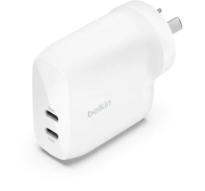 Belkin BoostCharge Pro 60W Dual USB-C PD 3.1 PPS Wall Charger - White (WCB010auWH), 2XUSB-C (30W)...