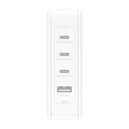 Belkin BoostCharge Pro 140W USB-C (PD 3.1) 4-Port GaN Wall Charger - White (WCH014BTWH-V3), 3x US... - Image 3