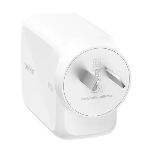 Belkin UltraCharge Retractable Dual 67W USB-C GaN Wall Charger - White(WCH022auWH),1xUSB-C,1x Ret... - Image 4